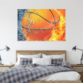 Brandende basketbal canvas afdruk (Insitu (Slaapkamer))