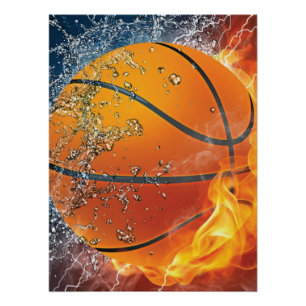 Brandende basketbal perfect poster