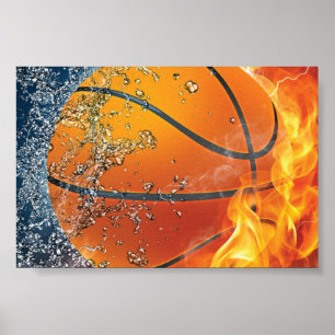 Brandende basketbal poster
