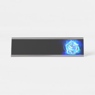 Brandende Blauwe Roos Bureau Naambordje