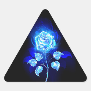 Brandende Blauwe Roos Driehoek Sticker