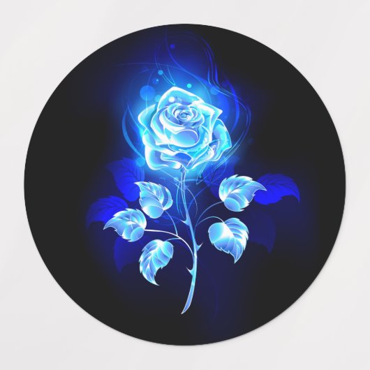 Brandende Blauwe Roos Labels (Design 1)