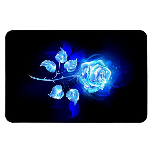 Brandende Blauwe Roos Magneet (Horizontaal)