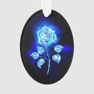 Brandende Blauwe Roos Ornament