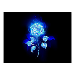 Brandende Blauwe Roos Perfect Poster