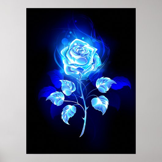 Brandende Blauwe Roos Poster (Voorkant)
