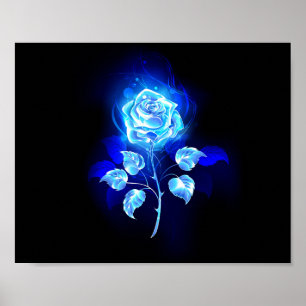 Brandende Blauwe Roos Poster