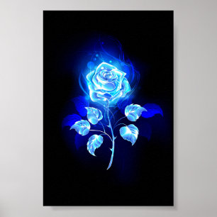 Brandende Blauwe Roos Poster