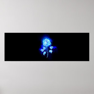 Brandende Blauwe Roos Poster