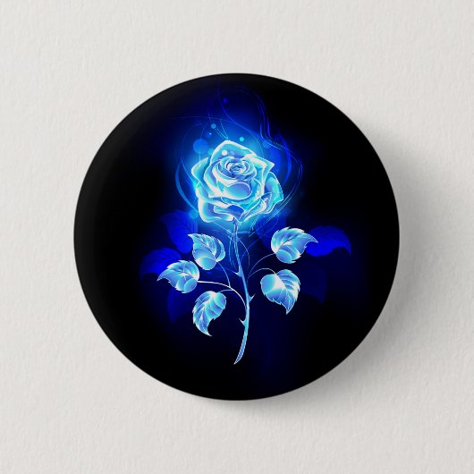 Brandende Blauwe Roos Ronde Button 5,7 Cm (Voorkant)