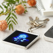 Brandende Blauwe Roos Sleutelhanger (Zijkant)