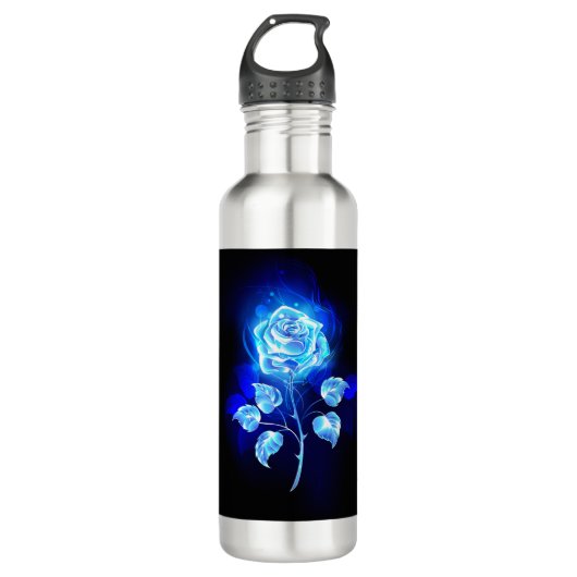 Brandende Blauwe Roos Waterfles (Voorkant)