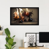 Brandende bloemen poster (Thuiskantoor)