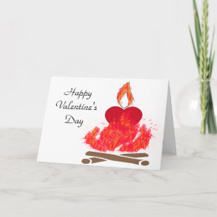 Brandende hart Valentijnsdag kaart