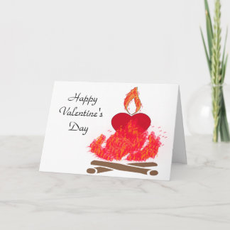 Brandende hart Valentijnsdag kaart