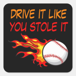 Brandende honkbal in vlammen met grappig citaat, z vierkante sticker