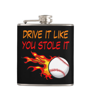 Brandende honkbal in vlammen met grappige quote, Z Heupfles