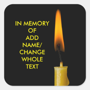 Brandende kaars en Jouw tekst Vierkante Sticker