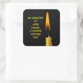 Brandende kaars en Jouw tekst Vierkante Sticker (Tas)