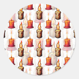 Brandende kaarsen patroon ontwerp ronde sticker