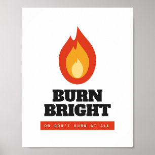 Brandende motivatieposter met heldere vlam poster