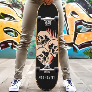 Brandende Schedel Vlammen Aangepaste Naam Skateboard