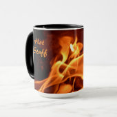 Brandende vlammen mok (Voorkant links)
