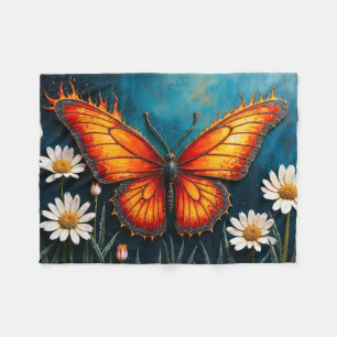 Brandende vlinder heldere vurige monarch vleugels  fleece deken