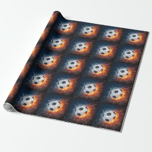 Brandende voetbal bal werpkussen cadeaupapier