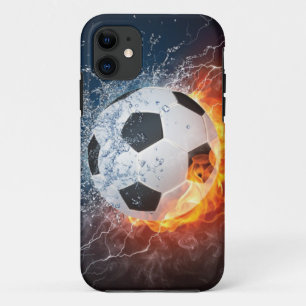 Brandende Voetbal/Soccerbal Worpkussen iPhone 11 Hoesje