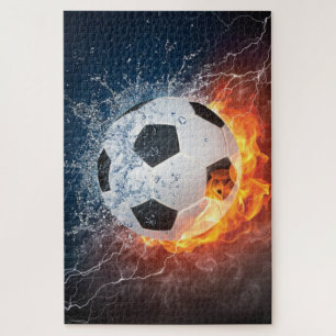 Brandende Voetbal/Soccerbal Worpkussen Legpuzzel