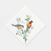 Brandende vogels op takken servet (Hoek)