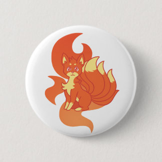 Brandende Vuur kitsune knop  Ronde Button 5,7 Cm