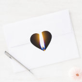 Brandende waskaars hart sticker (Envelop)