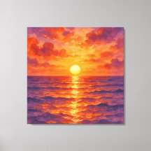 Brandende Zonsondergang - Levendige Aquarel Schild