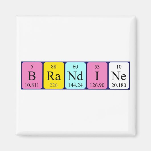 Brandine periodieke tabelnaam magneet (Voorkant)
