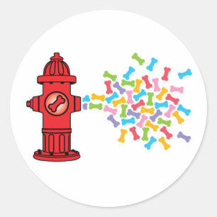 Brandkraan met Dog Botten Ronde Sticker