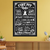 Brandkuil regels - beige canvas afdruk (Insitu (Woonkamer))