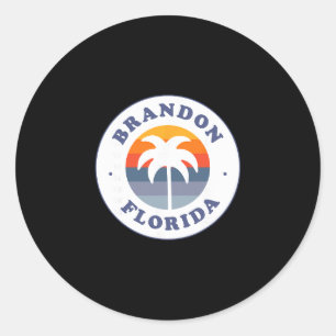 Brandon Florida Fl Retro Zonsondergang Palmboom So Ronde Sticker
