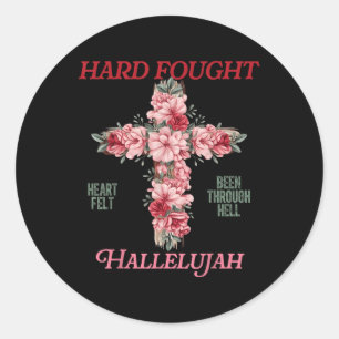 Brandon Hard Fought Hallelujah Prijs Jesus Mannen Ronde Sticker