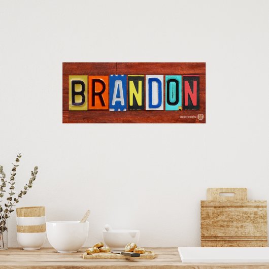 BRANDON Licence Plaque Lettre Nom affiche (Cuisine)