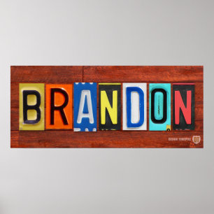 BRANDON Licence Plaque Lettre Nom affiche