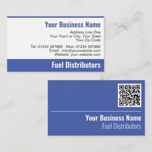 Brandstofverdelers QR-code Visitekaartje (Voorkant / Achterkant)