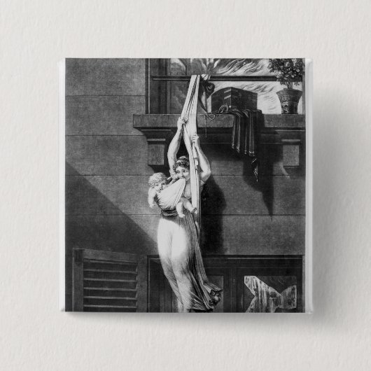 Brandvuur Vierkante Button 5,1 Cm (Voorkant)