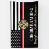 Brandweer Academie Afstuderen Rode Lijn Vlag brand Spandoek (Verticaal)