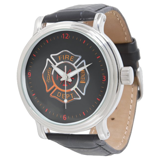 Brandweer badge Chrome Horloge (Gekanteld)
