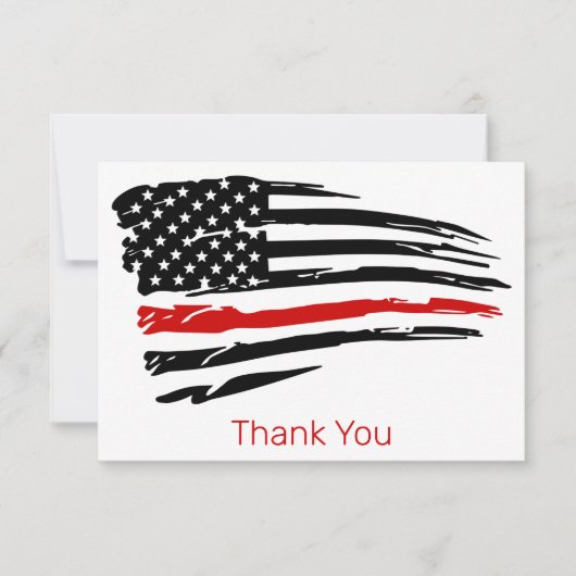 Brandweer Brandweer Dunne Rode Lijn Bedankkaart (Voorkant)