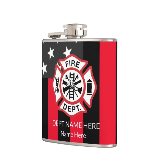Brandweer Embleem, vuurrechtschotel Heupfles (Links)