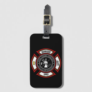 Brandweer en brandweer en brandweer bagagelabel