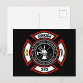 Brandweer en brandweer en brandweer briefkaart (Voorkant / Achterkant)